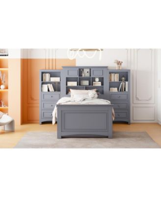 Wood Platform Bed with Built-In Storage