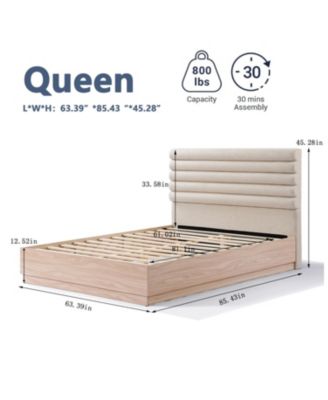 + Wood + Fabric Upholstered Headboard + Bed Frame