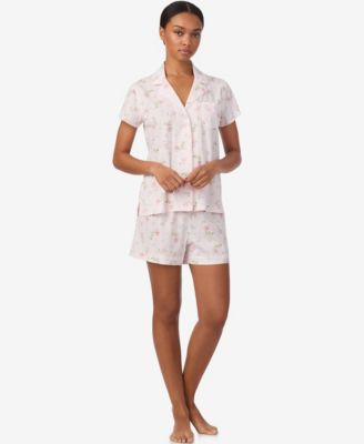 Women's Notch Collar Top and Short Pajama Set