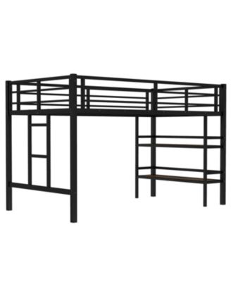 Twin Metal Loft Bed with Shelf & Ladder