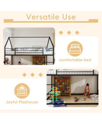  Metal Twin Bunk Bed - Heavy Duty, Noise Reduced, Black