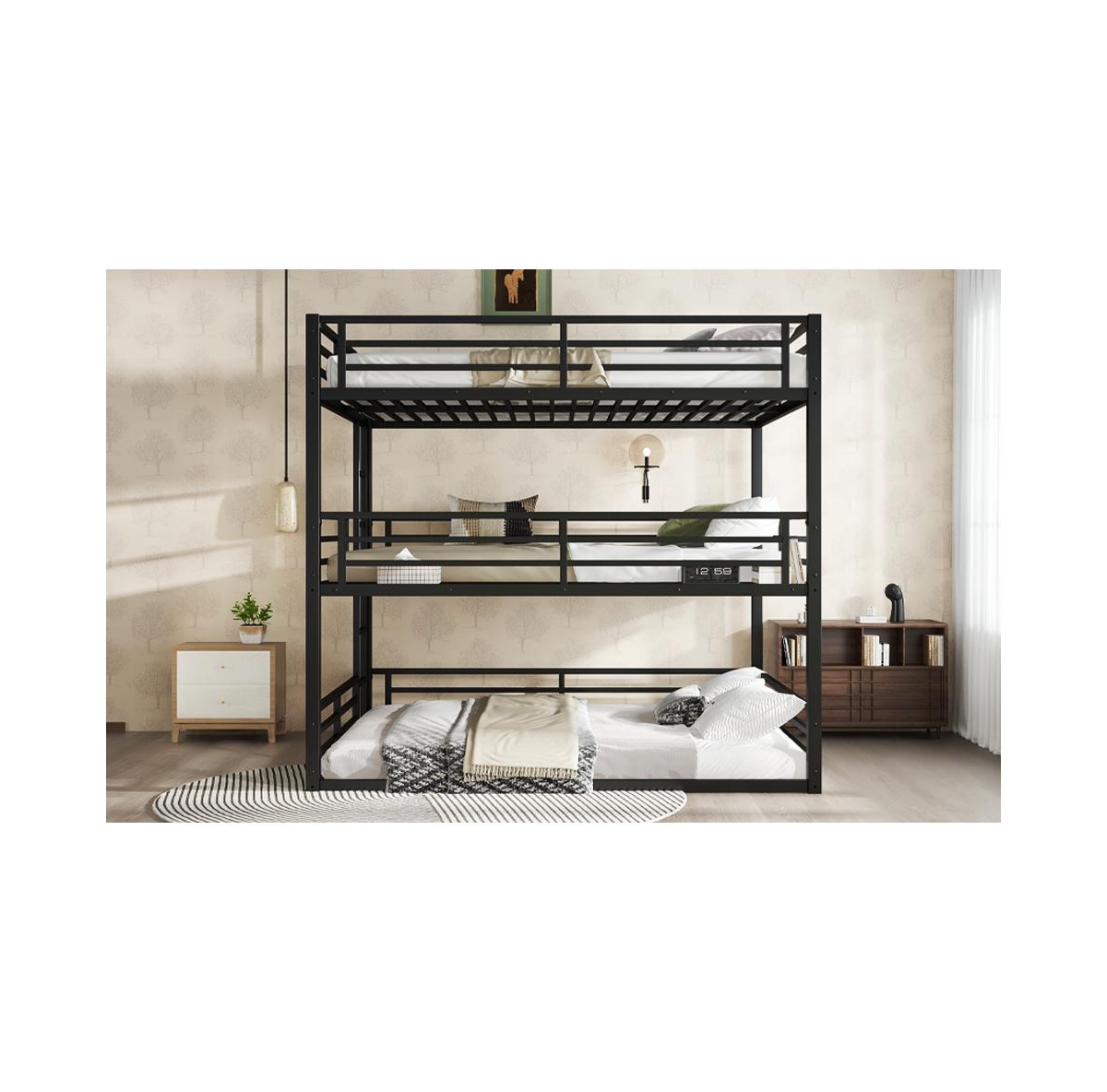 Streamdale Furniture Triple Bunk Bed, Queen/Full Xl/Queen, Metal