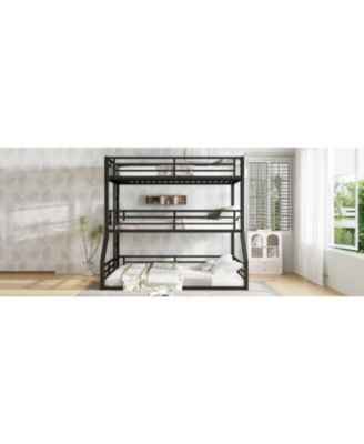 Triple Bunk Bed, Twin/Twin/Full XL, Metal, Black