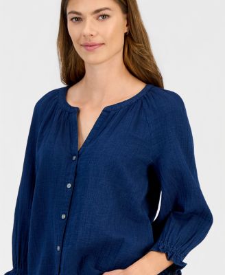 Women's True Indigo Cotton Blouse