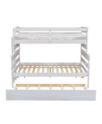Wood Twin over Full Bunk Bed with Twin Size Trundle