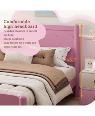 Wood Platform Bed Frame with Headboard and Wooden Slat Support