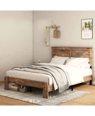  King Wood Platform Bed Frame, Noise Free, Easy Assembly, Under Bed Storage
