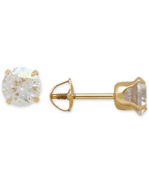 image of Children-s Cubic Zirconia Screwback Stud Earrings in 14k Gold