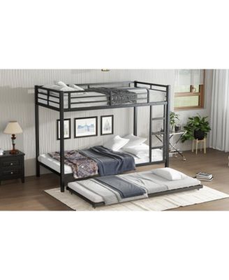 Twin XL over Twin XL Metal Bunk Bed with Twin Size Trundle