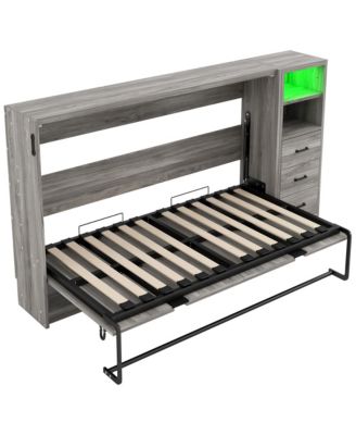 + Twin + Wood (or MDF, if that s the material) + Murphy Bed with Drawers & LED, Folds to Cabinet + Bed