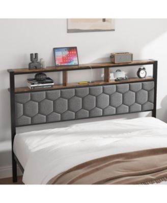 Wooden Platform Bed Frame w/ USB Ports & Storage - Brown