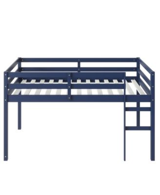 Solid Wood Twin Loft Bed with Ladder - Blue