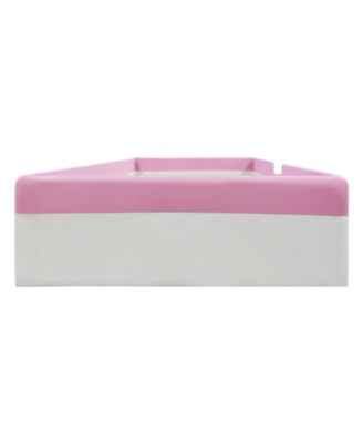 Twin Size Upholstered Daybed Frame with Fence and Stairs, (PINK+WHITE