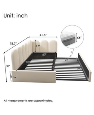 Upholstered Daybed with Pull-Out Bed, Twin(No Mattress)