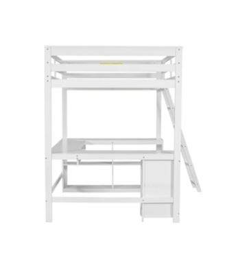 Loft Bed with U-Desk, Drawers & Shelves