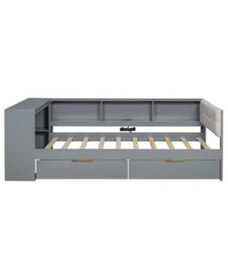 Twin Platform Bed with Storage, Charging Station