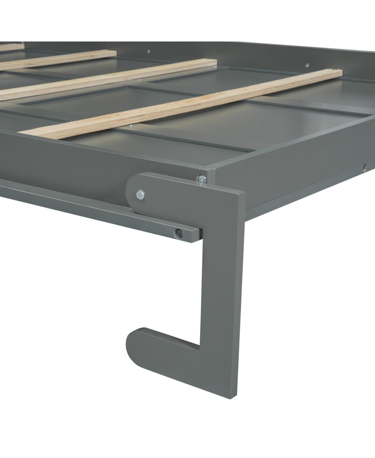 Streamdale Furniture Queen Size Murphy Bed Wall Bed with Sofa and Shelves,Gray