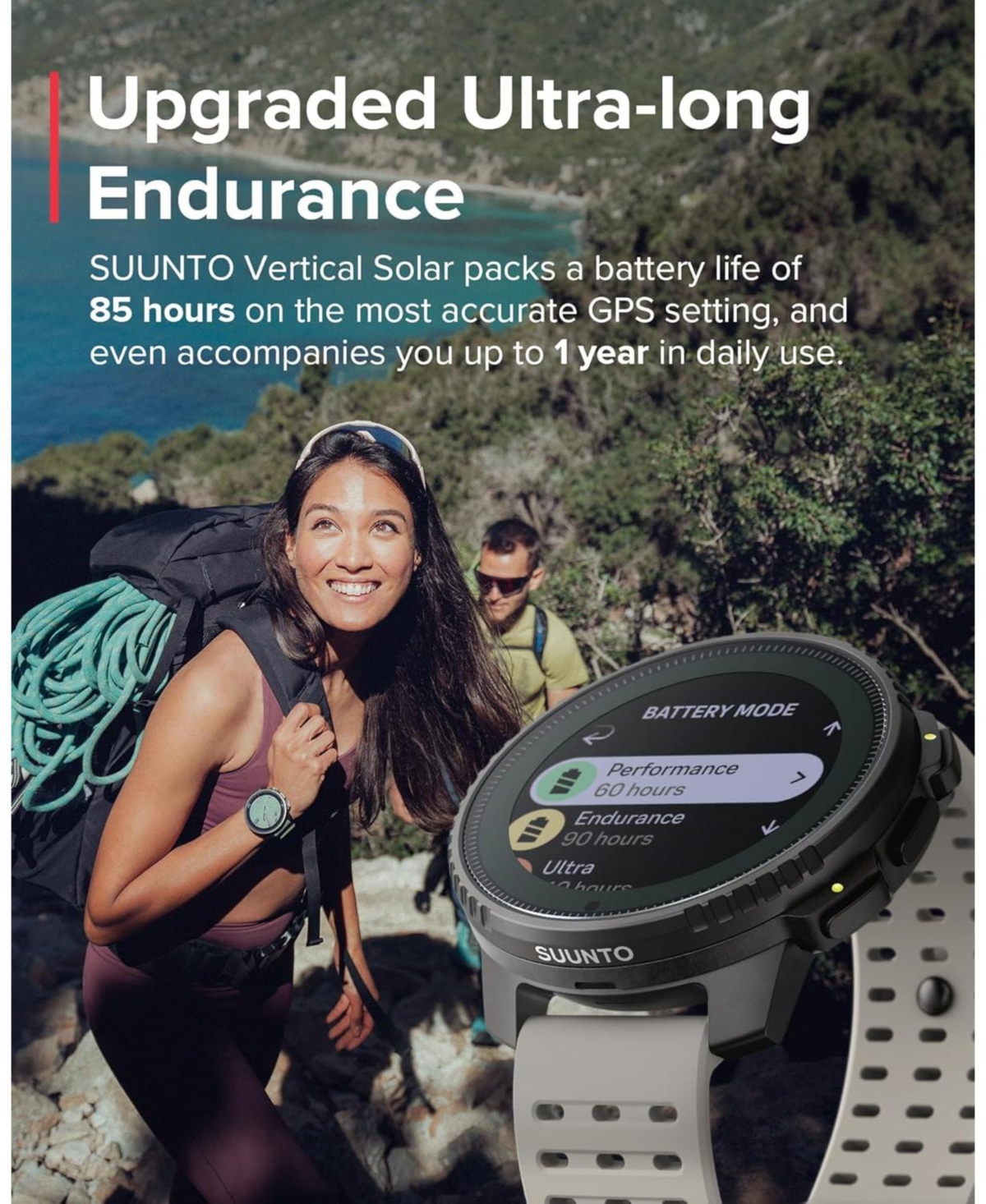 Suunto Vertical Steel Solar Gps Sports Watch with Sapphire Touchscreen, Heart Rate and Sleep Tracker - Canyon