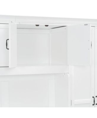 Twin Size Murphy Bed Wall Bed with Wardrobe, Cabinet and Desk