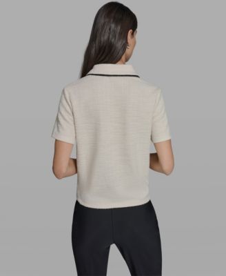 Women's Knit Henley with Framing Collared Top