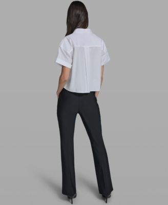 Women's Cropped City Scene Collared Top