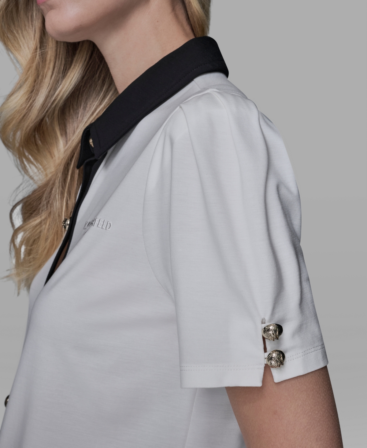 Karl Lagerfeld Paris Women's Short-Sleeve Button-Front Top