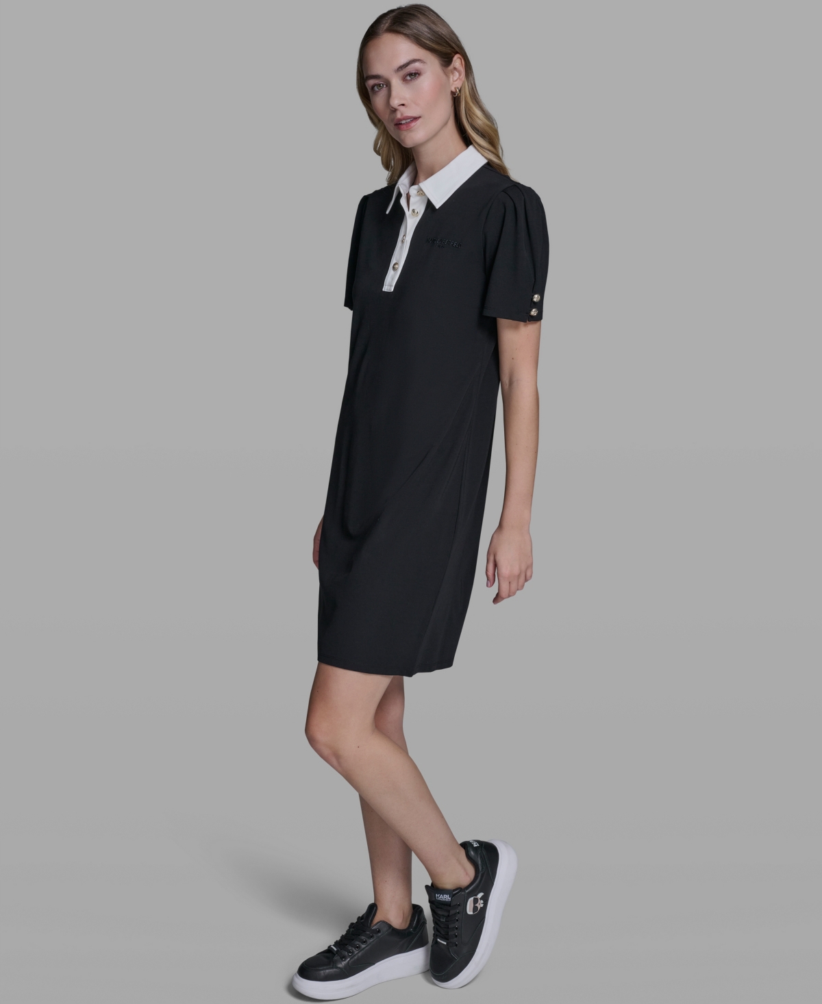 Karl Lagerfeld Paris Women's Knit Collared Polo Dress