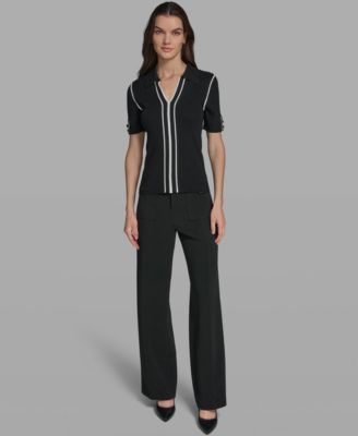 Women's Short-Sleeve Johnny Collar Sweater