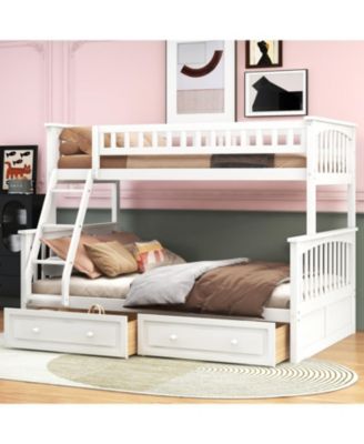 Twin over Full Bunk Bed with Drawers, Convertible Beds