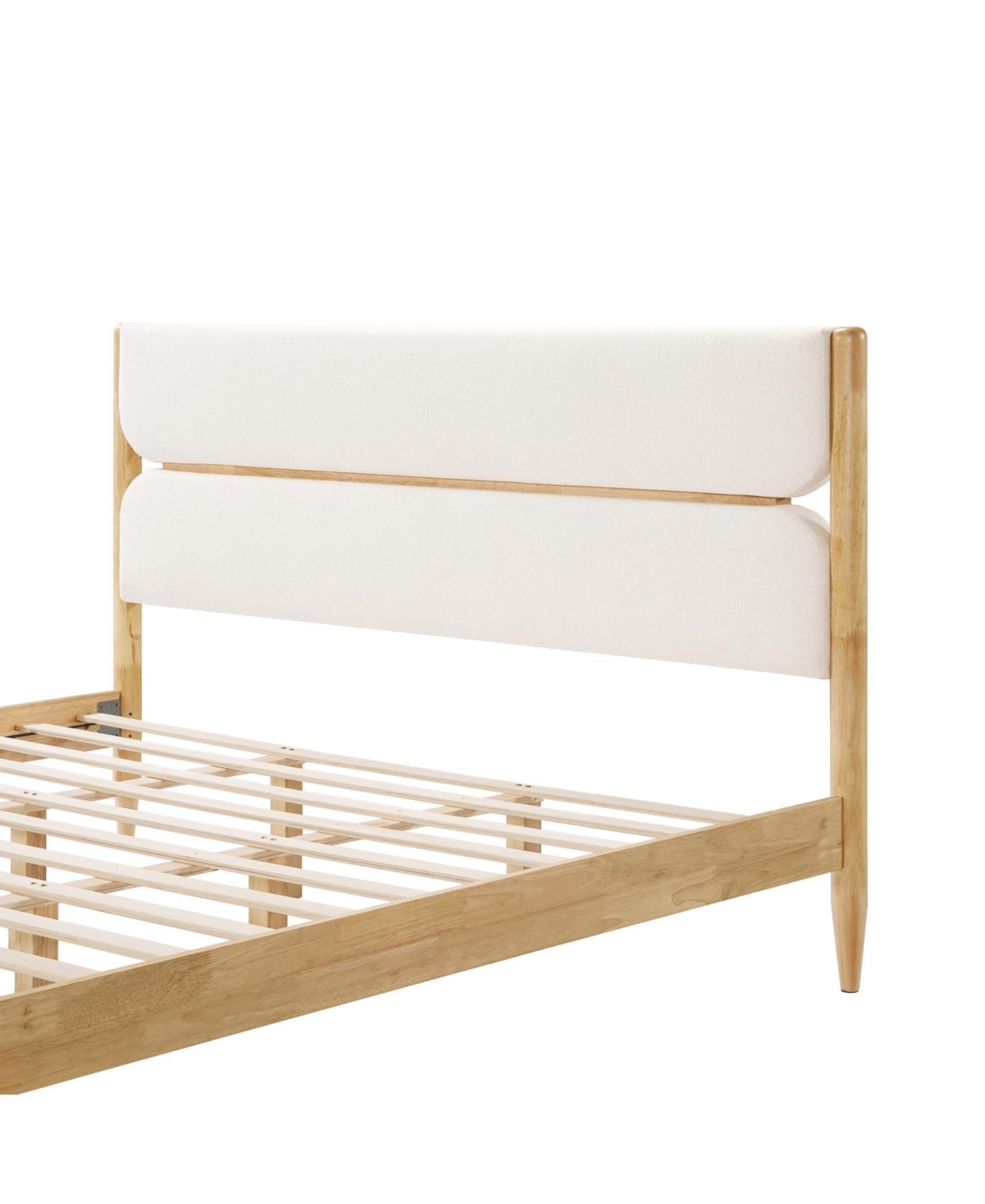 Streamdale Furniture King Size Solid Wood Bed Frame With Fleece Upholstered Headboard