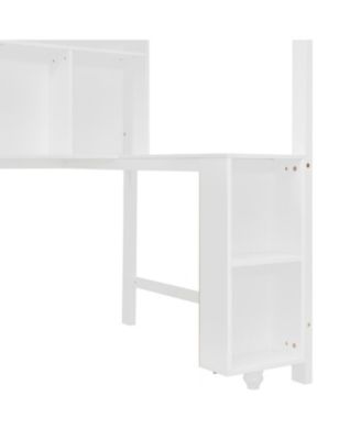 Twin Over Full Bunk Bed w/ Desk, Drawers, Shelves, Cabinet & LED Light