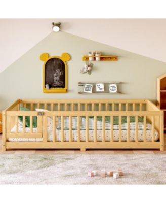 Floor Bed with Guardrails & Door - Full Size