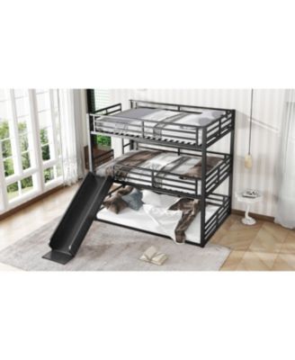 Triple Bunk Bed with Slide, Metal, Heavy-Duty