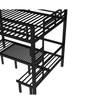 Queen Over Queen Pull-Out Bunk Bed, Safety Rails, Black