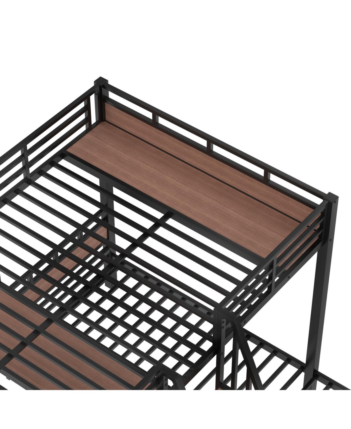 Streamdale Furniture Queen/Twin/Twin Metal Bunk Bed w/ Storage - Black