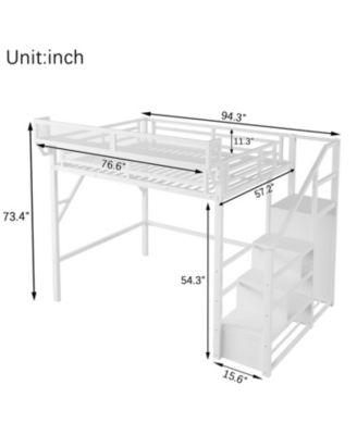 Full Loft Bed with Stairs, Storage, & Wardrobe
