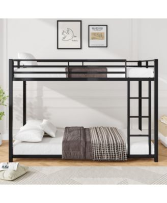 Twin Over Twin Metal Bunk Bed - Black, Sturdy, Easy Assembly