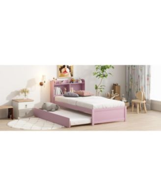 Twin Wood Trundle & Bookcase Bed