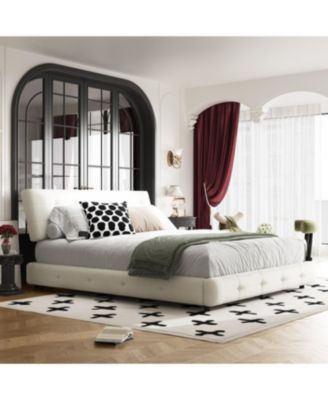 Streamdale Queen Size Bed Frame with Tufted Headboard and Cloud Pillow Design