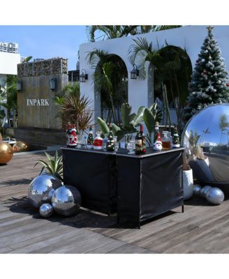 EZ GO 2 Pcs Portable Bar Table Shimmer Decor with Carry Bag Black Skirt for Wedding Camping Tradeshow Party