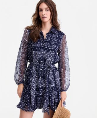 Women's Bandana-Print Tie-belt Shirtdress