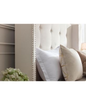 Peyton King Bed Ivory Velvet Tufted Wingback