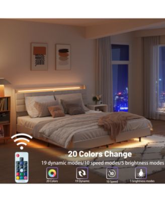 King Floating Bed Frame with LED and Charger