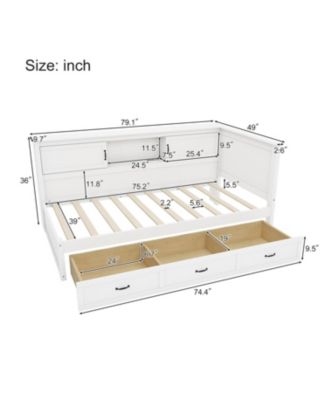 Corner Bed Frame with Drawer and Bookcase (Twin)