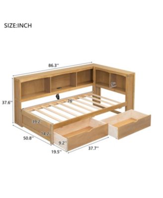Twin Wood Daybed with Storage & USB