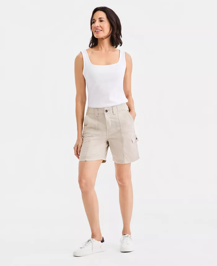 Women's Mid-Rise Comfort-Waist Cargo Shorts - thumbnail 9