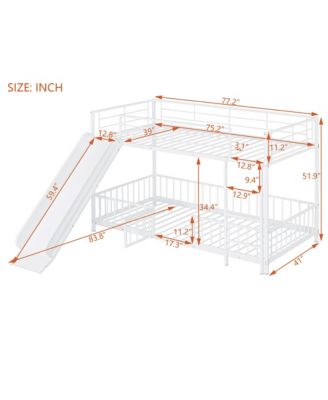 Streamdale Twin over Twin Size Metal Bunk Bed with Slide and Guardrails, Black