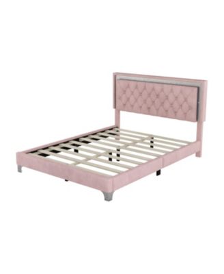  Queen Upholstered Bed Frame with LED Lights
