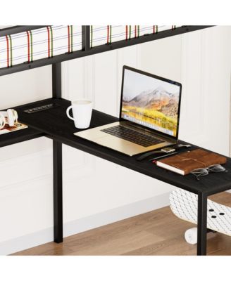 Full Loft Bed w/ Desk, LED, Charging, Wardrobe & Drawers