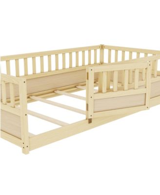 Twin Floor Bed with Safety Rail & Door